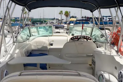 Cockpit and helm of the Armani in Puerto Colón